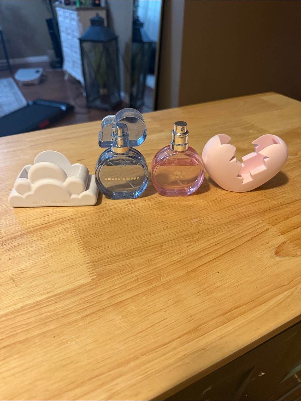 Ariana Grande Blue Heart-Cap Mini Perfume Bottle with Pink Accent